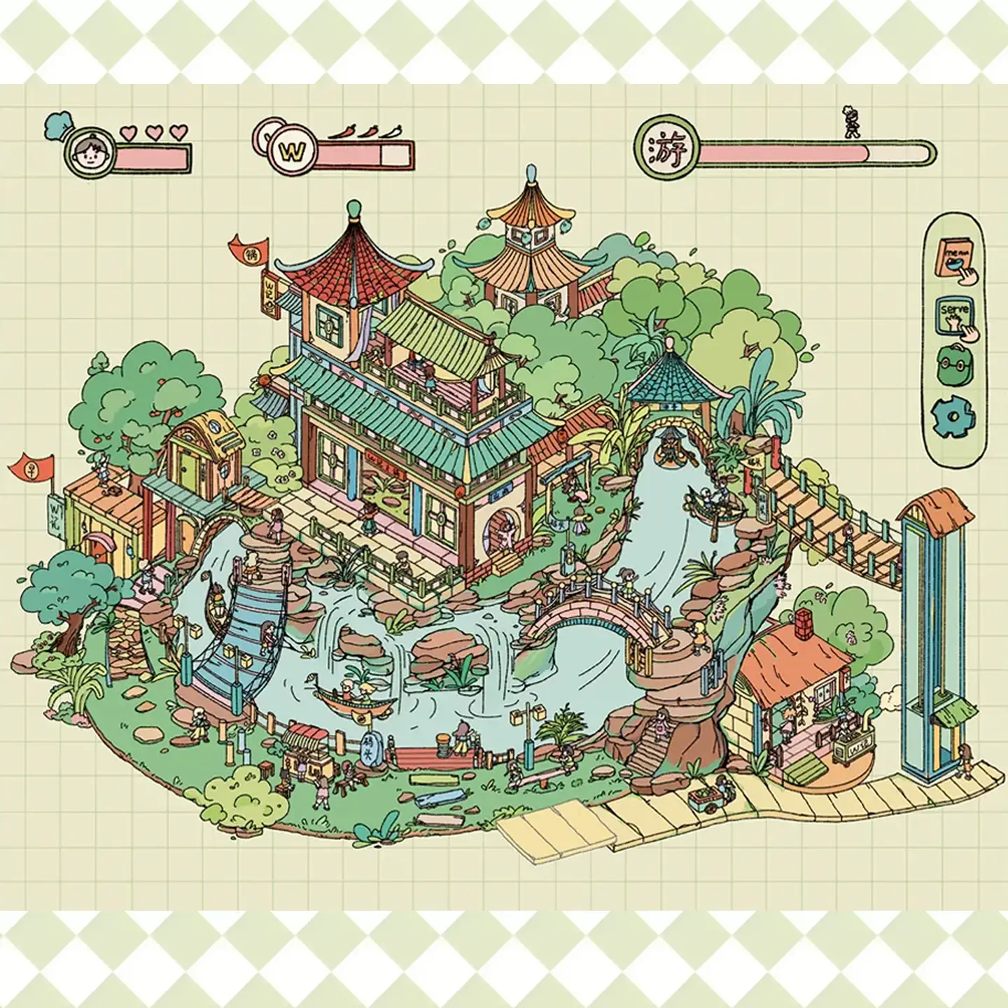 The Ancient Town Charm | DIY Scene Stickers from ASMR Stickers brings a beautifully detailed 3D miniature town to life. This architectural sticker scene features pagoda-style buildings, ornate rooftops, bridges, and flowing rivers, creating a nostalgic and immersive setting. The scene includes tiny figures engaging in daily activities like fishing, boating, and walking, enhancing the vibrancy of the town. Surrounding elements like lush greenery, lanterns, and traditional shops add to the serene atmosphere. The interactive sticker design allows users to explore the charm of ancient architecture while enjoying a stress-relief ASMR experience. Perfect for DIY sticker decoration, planner embellishments, and creative journaling, this DIY scene stickers is ideal for sticker collectors, ASMR enthusiasts, and architectural design lovers. Its high-quality, reusable design makes it a great addition to scrapbooks, historical crafts, and interactive sticker games. Experience the elegance of an ancient town with this beautifully crafted sticker set!