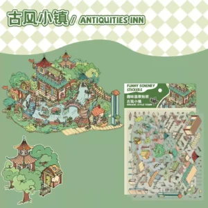 The Ancient Town Charm | DIY Scene Stickers from ASMR Stickers brings a beautifully detailed 3D miniature town to life. This architectural sticker scene features pagoda-style buildings, ornate rooftops, bridges, and flowing rivers, creating a nostalgic and immersive setting. The scene includes tiny figures engaging in daily activities like fishing, boating, and walking, enhancing the vibrancy of the town. Surrounding elements like lush greenery, lanterns, and traditional shops add to the serene atmosphere. The interactive sticker design allows users to explore the charm of ancient architecture while enjoying a stress-relief ASMR experience. Perfect for DIY sticker decoration, planner embellishments, and creative journaling, this DIY scene stickers is ideal for sticker collectors, ASMR enthusiasts, and architectural design lovers. Its high-quality, reusable design makes it a great addition to scrapbooks, historical crafts, and interactive sticker games. Experience the elegance of an ancient town with this beautifully crafted sticker set!