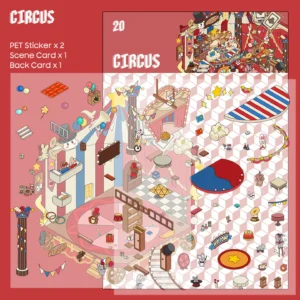 The Carnival | 3D Miniature Scene Stickers — Circus from ASMR Stickers brings the excitement of a lively circus to life. This 3D scene sticker features a colorful circus tent filled with adorable animal performers, playful props, and festive decorations, creating a whimsical and engaging atmosphere. The scene showcases rabbits dressed as magicians, acrobats, and musicians, alongside circus essentials like drums, a unicycle, a cannon, and a “Welcome” sign. The vibrant banners, balloons, and stars enhance the joyful setting, making it visually captivating. Perfect for DIY sticker decoration, planner embellishments, and creative journaling, this 3D miniature scene stickers is ideal for sticker collectors, ASMR enthusiasts, and interactive sticker games. Its high-quality, reusable design makes it a great addition to scrapbooks, carnival-themed crafts, and creative expression. Experience the magic of the circus with this beautifully crafted sticker set!
