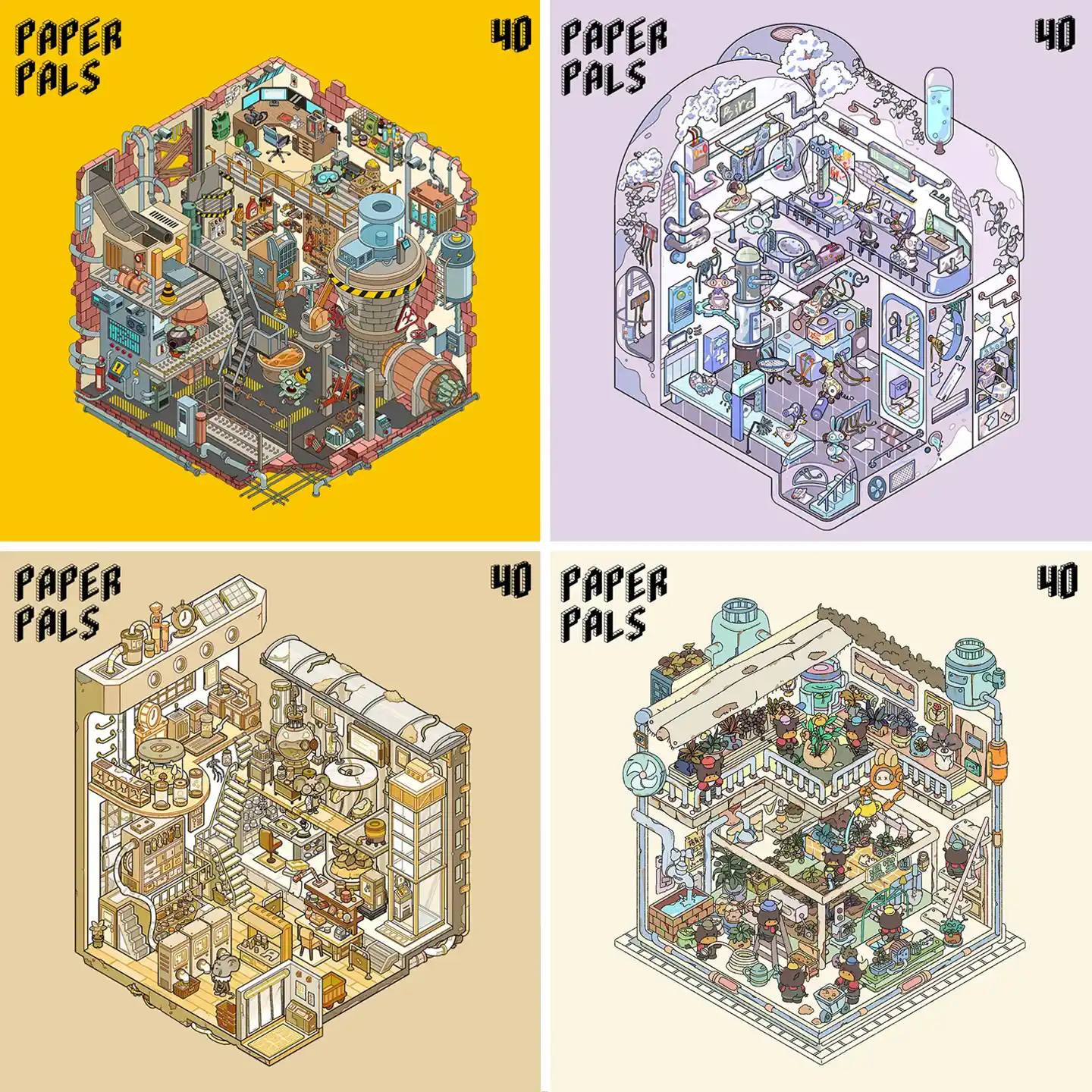 The Echoes of the Wasteland | Miniature Scene Stickers from ASMR Stickers bring four unique post-apocalyptic settings to life. This 3D scene sticker collection features Perpetual Power Plant, Sundry Farm, Mechanical Ark, and Twilight Pharmacy, each designed with intricate details and immersive storytelling. Perpetual Power Plant showcases an industrial landscape filled with machinery, pipes, and workers, capturing the essence of a futuristic energy hub. Sundry Farm presents a resourceful agricultural setting with crops, animals, and farming tools, highlighting survival and sustainability. Mechanical Ark depicts an enclosed high-tech environment with advanced robotics, gears, and mechanical structures, creating a futuristic refuge. Twilight Pharmacy illustrates a cozy, multi-level pharmacy with shelves of medicine, glowing lights, and intricate decor, evoking a mysterious yet comforting atmosphere. Perfect for DIY sticker decoration, planner embellishments, and creative journaling, these miniature scene stickers are ideal for sticker collectors, ASMR enthusiasts, and dystopian world-building fans. Their high-quality, reusable design makes them great for scrapbooks, sci-fi crafts, and immersive storytelling. Step into a world of survival and innovation with this beautifully crafted sticker set!