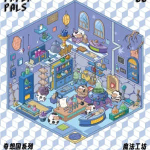 The Fantasy Kingdom | Scene Stickers — Magic Workshop from ASMR Stickers brings a whimsical and enchanting miniature world to life. This 3D scene sticker features a cozy, mystical workshop filled with potions, spell books, alchemical tools, and magical artifacts, creating an immersive fantasy setting. The scene showcases adorable cow characters engaged in various activities, such as mixing potions, reading scrolls, and organizing magical tools, adding depth and storytelling. The fireplace with a glowing flame, shelves lined with mystical items, and windows revealing a serene outdoor view enhance the magical ambiance. The intricate details make this sticker visually captivating and unique. Perfect for DIY sticker decoration, planner embellishments, and creative journaling, this scene stickers is ideal for sticker collectors, ASMR enthusiasts, and fantasy lovers. Its high-quality, reusable design makes it a great addition to scrapbooks, themed crafts, and immersive storytelling. Step into a world of magic and wonder with this beautifully crafted sticker set!