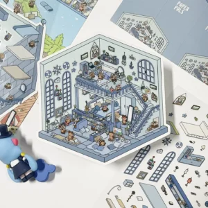 The Life Party | 3D Scene Stickers — Bedroom from ASMR Stickers brings a cozy and personalized living space to life. This miniature sticker scene features a charming bedroom filled with plush furniture, decorative elements, and adorable characters, creating a warm and inviting atmosphere. The scene showcases characters engaging in various activities, such as reading, playing musical instruments, and relaxing, adding depth and storytelling. The two-level design includes a bed, desk, shelves, and a staircase, enhancing the immersive experience. Surrounding the main sticker are additional smaller stickers, including windows, furniture, and accessories, allowing for customization and creativity. Perfect for DIY sticker decoration, planner embellishments, and creative journaling, this 3D scene stickers is ideal for sticker collectors, ASMR enthusiasts, and home decor lovers. Its high-quality, reusable design makes it a great addition to scrapbooks, lifestyle crafts, and creative expression. Experience the charm and comfort of a beautifully designed bedroom with this delightful sticker set!