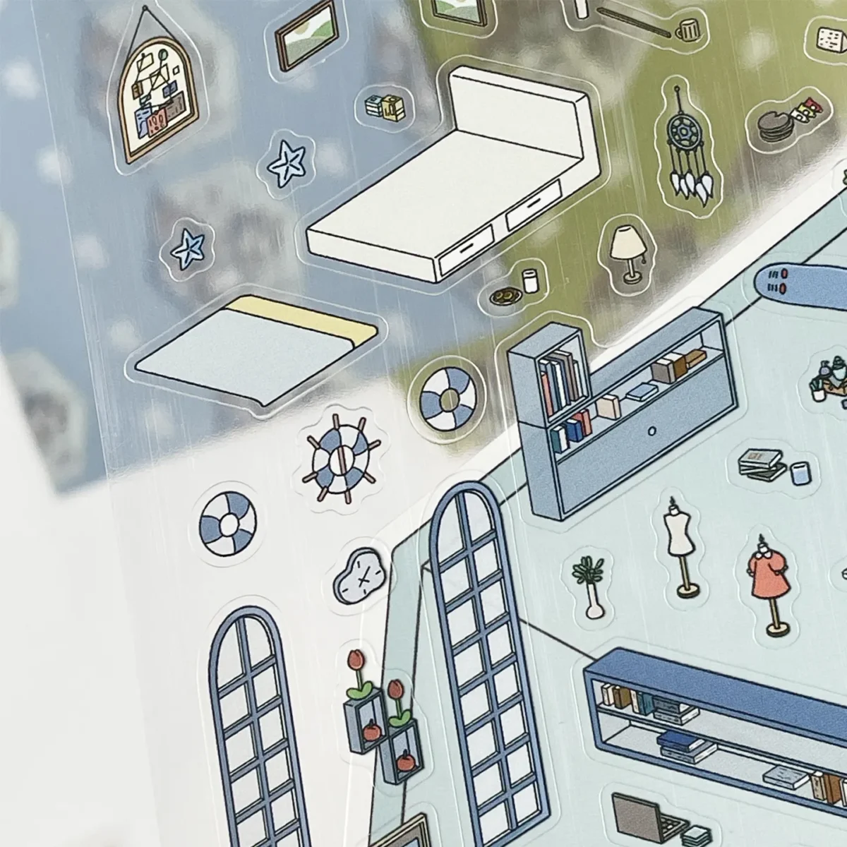 The Life Party | 3D Scene Stickers — Bedroom from ASMR Stickers brings a cozy and personalized living space to life. This miniature sticker scene features a charming bedroom filled with plush furniture, decorative elements, and adorable characters, creating a warm and inviting atmosphere. The scene showcases characters engaging in various activities, such as reading, playing musical instruments, and relaxing, adding depth and storytelling. The two-level design includes a bed, desk, shelves, and a staircase, enhancing the immersive experience. Surrounding the main sticker are additional smaller stickers, including windows, furniture, and accessories, allowing for customization and creativity. Perfect for DIY sticker decoration, planner embellishments, and creative journaling, this 3D scene stickers is ideal for sticker collectors, ASMR enthusiasts, and home decor lovers. Its high-quality, reusable design makes it a great addition to scrapbooks, lifestyle crafts, and creative expression. Experience the charm and comfort of a beautifully designed bedroom with this delightful sticker set!