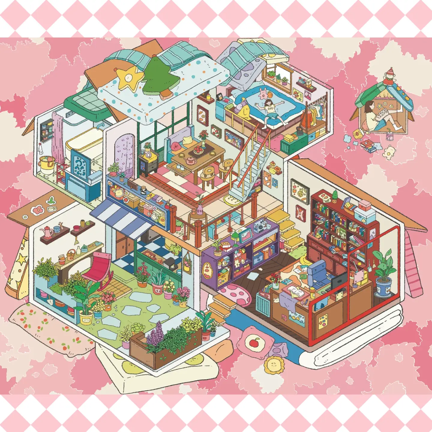 The Pillow Cottage | DIY Scene Stickers from ASMR Stickers brings a cozy and whimsical 3D miniature sticker scene to life. This charming cottage features multiple rooms, including a bedroom, dining area, kitchen, and outdoor garden, creating a warm and inviting atmosphere. The scene showcases adorable details like stuffed animals, bookshelves, a hammock, and tiny furniture, adding depth and realism. The whimsical rooftop decorations, including a star and a tree, enhance the playful aesthetic, making it visually captivating. Perfect for DIY sticker decoration, planner embellishments, and creative journaling, this DIY scenestickers is ideal for sticker collectors, ASMR enthusiasts, and interactive sticker games. Its high-quality, reusable design makes it a great addition to scrapbooks, kawaii-themed crafts, and creative expression. Experience the charm of Pillow Cottage with this beautifully crafted sticker set! You can find more details here.
