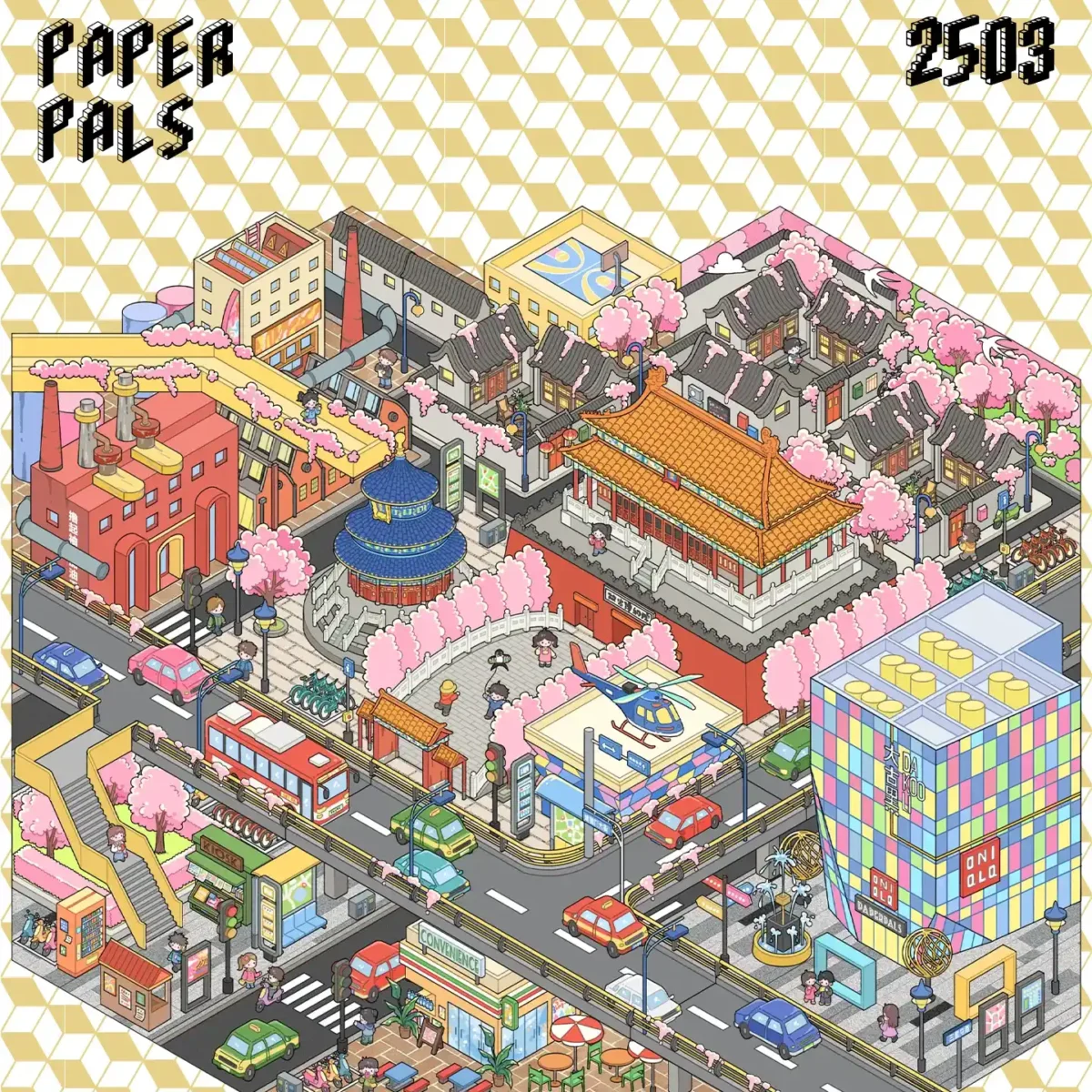 The Big World | Miniature City Sticker Scene — Beijing from ASMR Stickers captures the essence of China’s capital with intricate details and vibrant colors. This 3D Sticker Scene showcases the majestic Temple of Heaven, the grand palaces of the Forbidden City, and a bustling marketplace, blending historical charm with modern urban life. The scene features towering skyscrapers, the 798 Art District, and the lively Sanlitun commercial area, creating a dynamic contrast between tradition and contemporary city living. The streets are filled with cars, buses, and pedestrians, forming an immersive urban landscape. Additional elements such as a helicopter landing pad, basketball court, and various storefronts bring vibrancy and depth to the scene. Perfect for DIY sticker decoration, planner embellishments, and creative journaling, this high-quality, reusable miniature city sticker scene set is ideal for travel lovers, ASMR enthusiasts, and cityscape collectors. Add a touch of Beijing’s rich history and urban energy to your projects with this beautifully crafted sticker set!