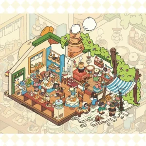 The Breakfast Shop | Miniature Sticker Scene from ASMR Stickers brings a cozy café experience to life. This miniature sticker scene features a charming breakfast shop with shelves stocked with food, a counter with a cash register, and tables where customers enjoy their meals, creating a warm and inviting atmosphere. The scene includes freshly baked bread, pastries, and beverages, along with a striped awning and greenery, enhancing its visual appeal. Characters interact within the shop, adding a lively touch to the setting. Perfect for DIY sticker decoration, planner embellishments, and creative journaling, this miniaturesticker scene is ideal for sticker collectors, ASMR enthusiasts, and interactive sticker games. Its high-quality, reusable design makes it a great addition to scrapbooks, holiday crafts, and creative expression. Enjoy the charm of a breakfast shop with this beautifully crafted sticker set!
