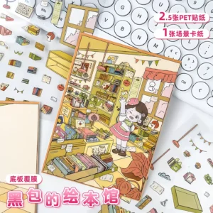 The Cute Sticker Scene | 3D Miniature Stickers — Picture Book Library from ASMR Stickers captivates with its whimsical design and intricate details. This eye-catching product image highlights a miniature picture book library scene featuring a cozy setting filled with vibrant, pastel-colored books, charming shelves, and delicate decorative elements. A delightful girl, dressed in a soft-toned outfit, is shown immersed in her reading, adding warmth and narrative depth to the scene. Every component is carefully crafted to evoke nostalgia and wonder, making it a perfect showcase for creative and artistic projects. Ideal for DIY sticker decoration, planner embellishments, scrapbooking, and creative journaling, this high-quality, cute sticker scene set appeals to art lovers, craft enthusiasts, and ASMR fans alike. Its imaginative design and durable construction ensure that each sticker becomes a standout collectible in any creative collection. Transform your projects with this unique library scene that sparks endless inspiration and personal expression.