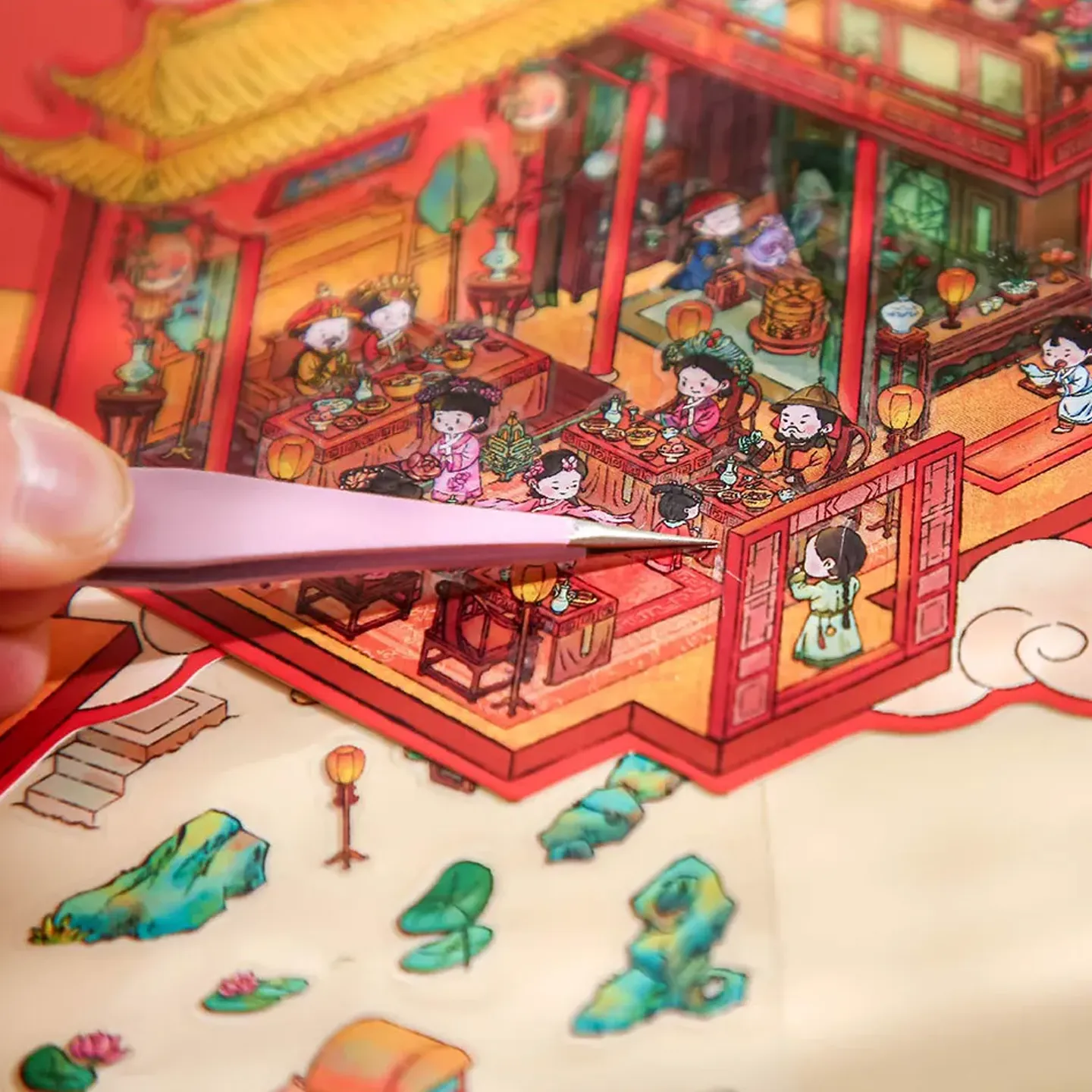 The Empresses in the Palace Scene Stickers | 3D Scene Sticker – Chinese Palace from ASMR Stickers brings the opulence of imperial China to life in exquisite detail. This meticulously crafted 3D scene sticker showcases a lavish palace interior adorned with ornate furnishings, intricate wooden carvings, and rich red drapery accented by gleaming gold trim. Every element evokes the splendor of ancient dynasties, making it a perfect decorative piece for collectors, DIY enthusiasts, and planners alike. Ideal for use in planner embellishments, scrapbooking, and creative journaling, this high-quality, reusable sticker set seamlessly merges historical elegance with modern artistry. Its SEO-friendly design and detailed craftsmanship make it a standout addition to the ASMR Stickers collection, enabling you to transform your projects into captivating displays of cultural heritage.