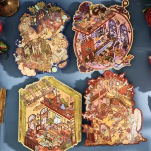 The Little Prince Scene Stickers | 2.0 Series – 4 Themes: Tranquil Greenhouse, Magical Bookstore, Rose Prelude, Steampunk Dream from ASMR Stickers brings four enchanting miniature worlds to life. Each 3D scene sticker is intricately designed, blending fantasy and elegance with rich storytelling elements. The Tranquil Greenhouse theme features a cozy botanical retreat filled with lush greenery, a piano, and a loft adorned with books and plants, creating a serene atmosphere. The Magical Bookstore transports you to a whimsical literary haven, where towering bookshelves, antique lamps, and hidden corners invite exploration. Rose Prelude captures the delicate beauty of blooming roses, evoking a poetic and romantic ambiance. Meanwhile, Steampunk Dream showcases a futuristic yet vintage-inspired world, complete with intricate gears, brass accents, and imaginative machinery. Perfect for DIY sticker decoration, planner embellishments, scrapbooking, and creative journaling, this high-quality, reusable sticker set is ideal for art lovers, ASMR enthusiasts, and collectors. Elevate your projects with these beautifully crafted stickers, each offering a unique and immersive experience filled with creativity and charm. You can find more details here.