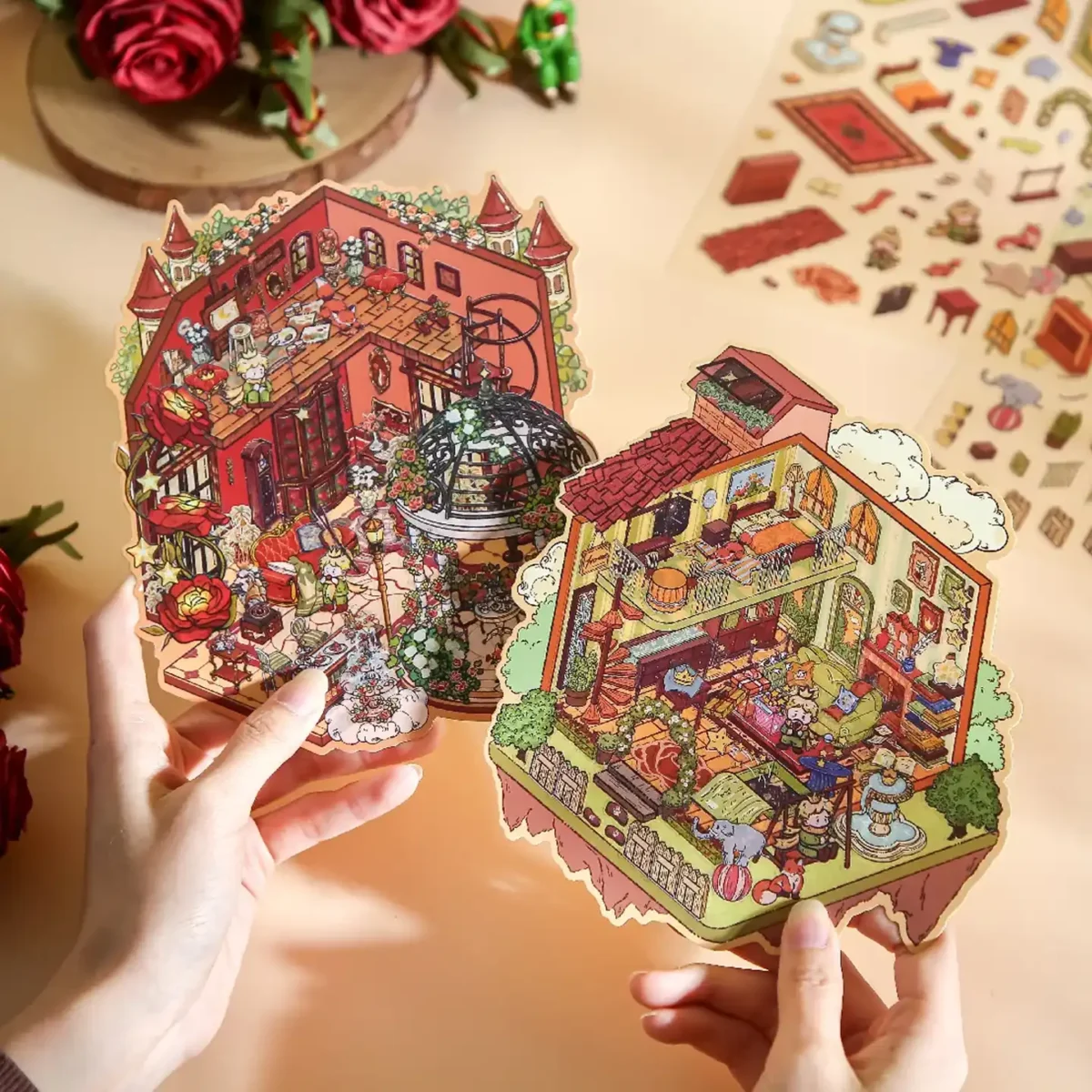 The Little Prince Scene Stickers | 1.0 Series – Rose Collector from ASMR Stickers transports you into a magical garden realm where delicate roses bloom in soft pastel hues. This meticulously designed 3D scene sticker showcases a charming Little Prince as he quietly admires a cluster of intricately illustrated roses. The subtle interplay of light and shadow accentuates every petal, evoking the poetic essence of the beloved tale and inspiring artistic expression. Perfect for DIY sticker decoration, planner embellishments, scrapbooking, and creative journaling, this high-quality, reusable sticker set is ideal for art lovers, ASMR enthusiasts, and collectors seeking unique miniature treasures. Its durable design ensures that every project transforms into a captivating narrative filled with literary charm and stylish allure. Bring a touch of literary magic and creative wonder to your surfaces with this exquisitely crafted Rose Collector sticker set.