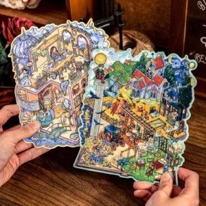The 3D Art Scene Stickers – Van Gogh’s Dreamscape & Monet’s Tea Party from ASMR Stickers blend fine art with miniature storytelling in a stunning layered format. Inspired by the expressive brushstrokes of Van Gogh and the soft impressionism of Monet, this set features two distinct scenes: a vibrant countryside village with a windmill, café terrace, and horse-drawn carriage, and a whimsical tea party hosted by Monet’s iconic muses in a multi-level home filled with floral charm. Crafted with high-quality PET material, each sticker offers depth, texture, and painterly elegance, making them perfect for DIY decoration, planner embellishments, and creative journaling. Ideal for art lovers, ASMR fans, and collectors, this set transforms your projects into immersive visual narratives that celebrate the beauty of classic art.