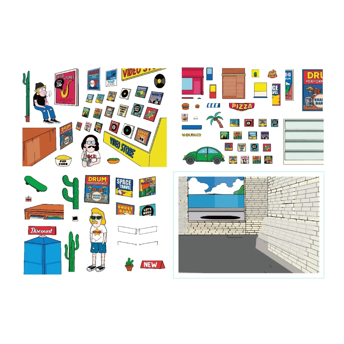 ASMR Stickers’ American Retro Scene Sticker Set | Groove Shop whisks you into a vintage video store and pizza counter brimming with posters, record racks, arcade cabinets, popcorn stands, and quirky retro characters. Crafted with layered PET for depth, these 3D scene stickers are perfect for scrapbooks, journals, planners, and DIY projects. Infuse your designs with playful ’80s flair, nostalgic American vibes, and groovy charm—ideal for collectors and crafters craving a fun, vibrant twist.