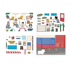 Get the party started with ASMR Stickers’ American Retro Scene Sticker Set | Party Day. This vibrant 3D scene sticker captures a retro block party outside Bogner’s Bar and Coffee Shop, bursting with neon signs, lively characters, popcorn stands, and colorful touches like a beer shop and travel booth. Crafted with layered PET for rich depth, it infuses scrapbooks, planners, journals, and DIY projects with festive American retro vibes and nostalgic charm.