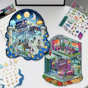 Discover two captivating worlds with ASMR Stickers’ 3D Scene Stickers | Cyber Room & Astronomy Museum. Cyber Room features a neon-lit lounge, futuristic bar, and rooftop garden where cool characters vibe with tech. Astronomy Museum showcases astronauts, telescopes, planets, and cosmic curiosities in a space-themed exhibit. Both designs are crafted with layered PET for dimensional depth—perfect for planners, journals, scrapbooks, and DIY projects. Ideal for fans of sci-fi and space, these scene stickers offer double the creativity and storytelling fun.