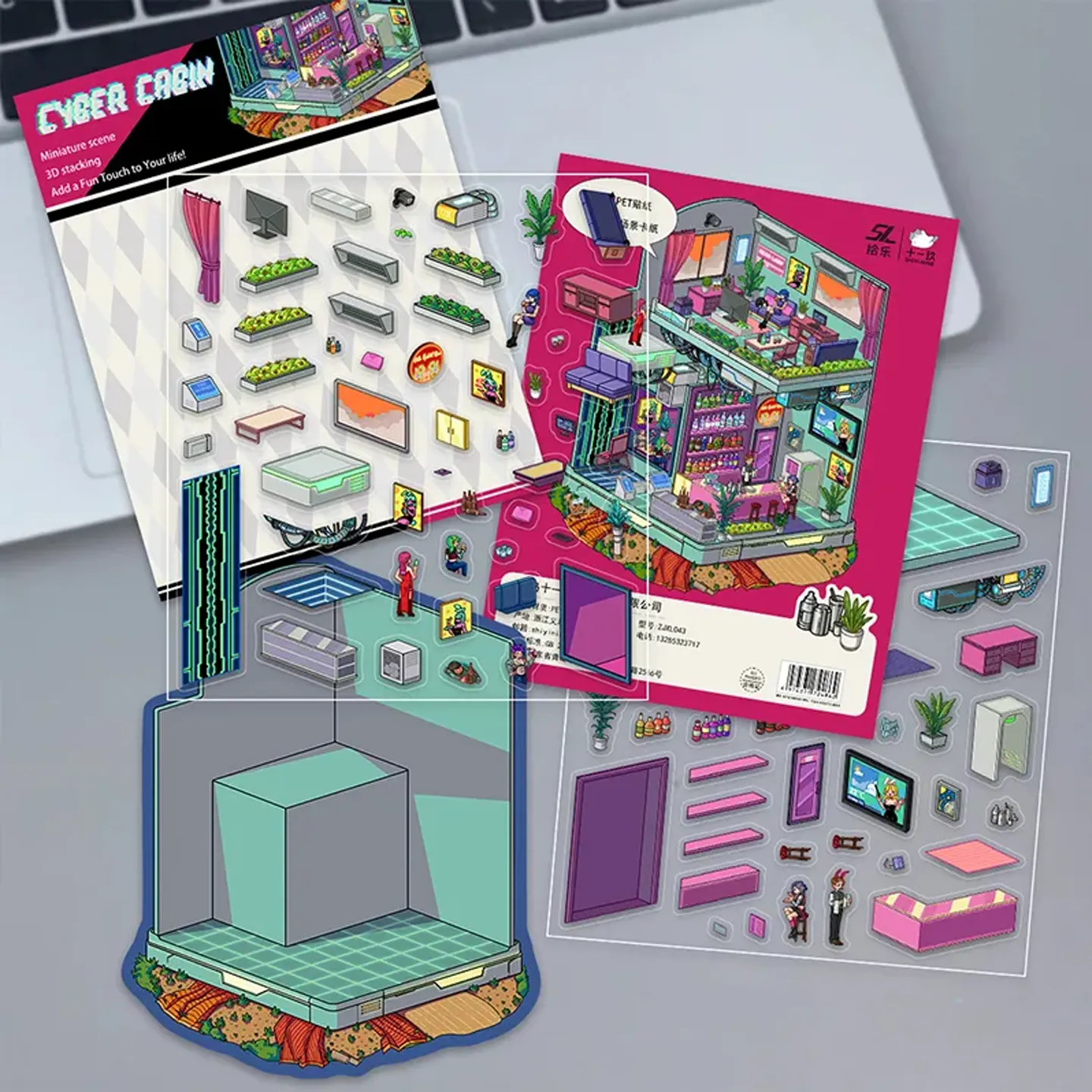 Level up your designs with ASMR Stickers’ 3D Scene Sticker | Cyber Room. This futuristic sticker showcases a multi-level space with a neon-lit lounge, tech-savvy bar, rooftop garden, and cool characters enjoying cyber life. Made with layered PET material for immersive depth, it’s perfect for planners, journals, scrapbooks, and DIY projects. Ideal for fans of cyberpunk style, this sticker brings sci-fi charm, vivid details, and playful imagination to every creative space. Add a digital twist to your crafts with this unique Cyber Room sticker!