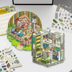 Get ready for chaos and survival with ASMR Stickers’ Doomsday Survival 3D Scene Stickers – Apocalyptic Camp & Shack. One scene features a fenced-in base with gear, fire pit, solar tower, and zombies outside. The other shows a shipping container-style shack with a bedroom, kitchen, bathroom, and tool room packed with supplies. Made with layered PET for strong 3D depth, this sticker set is perfect for journals, planners, scrapbooks, and DIY projects. Great for zombie fans, preppers, and post-apocalyptic sticker lovers!