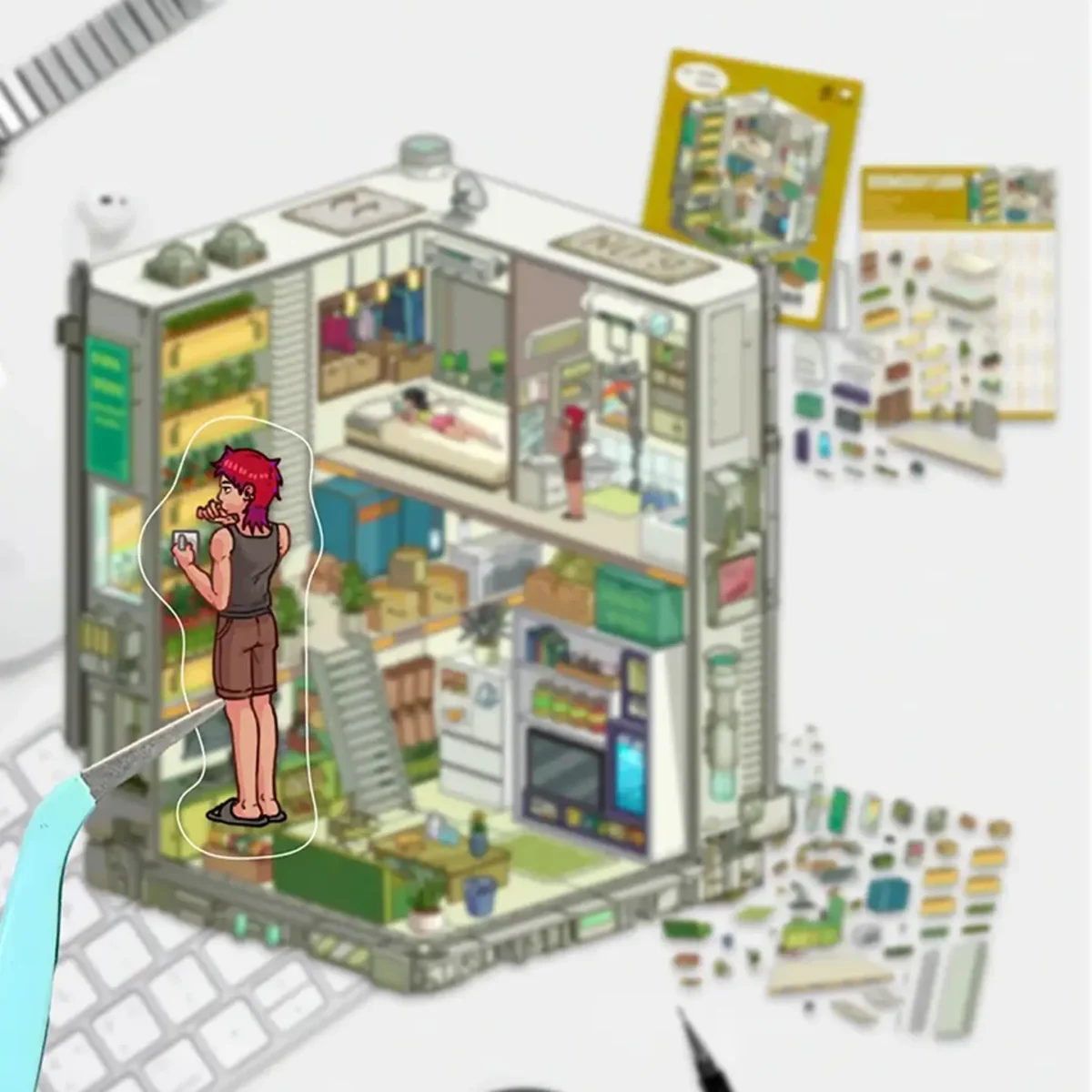 ASMR Stickers’ Doomsday Survival 3D Scene Stickers – Shack looks like a rugged shipping container turned survival base. Inside, you’ll find a bedroom, kitchen, bathroom, gear stash, and canned food—built for living off-grid. The layered PET design gives the scene strong depth and texture. Great for journals, planners, scrapbooks, and DIY crafts. Perfect for fans of prepping, zombie vibes, and gritty end-of-the-world aesthetics.