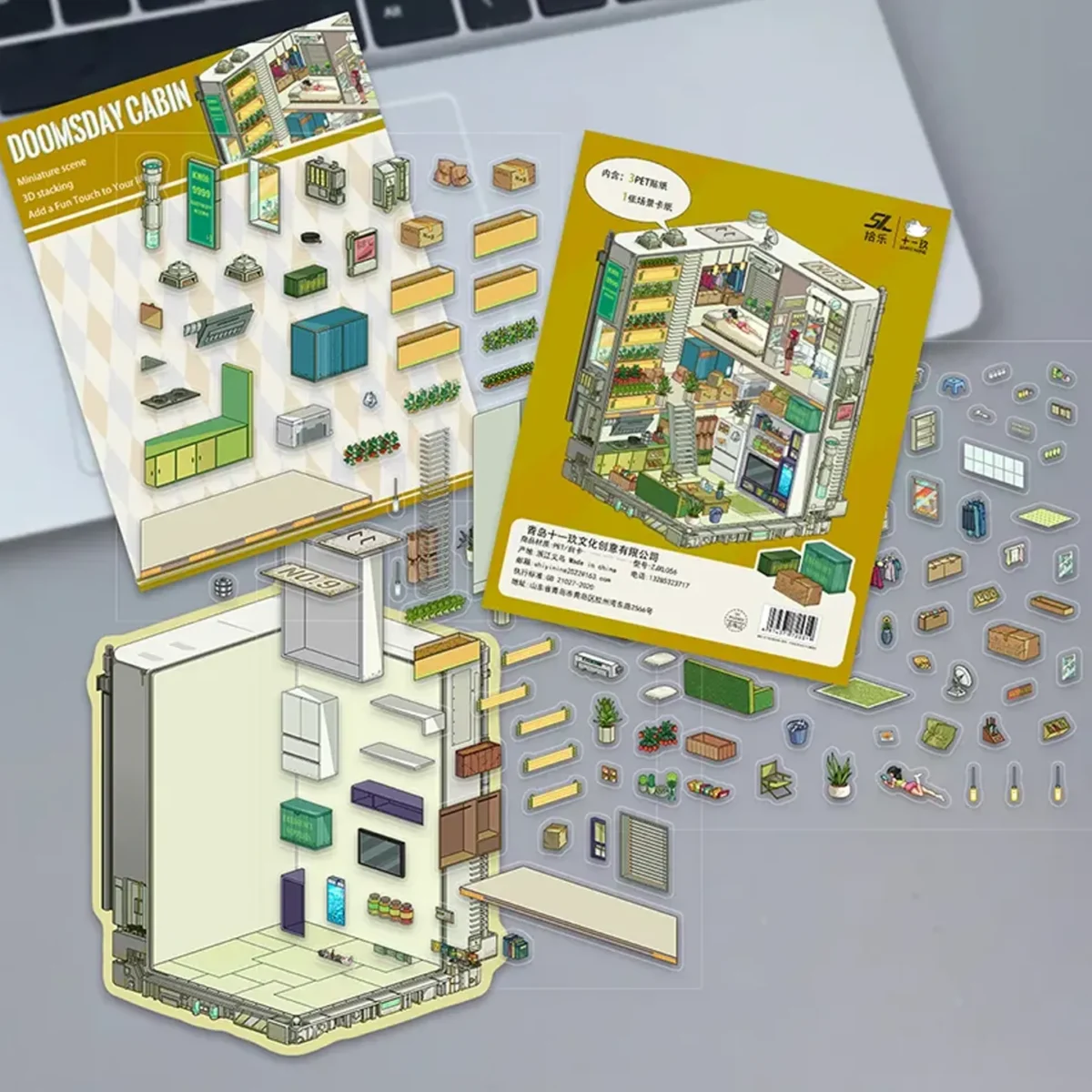 ASMR Stickers’ Doomsday Survival 3D Scene Stickers – Shack looks like a rugged shipping container turned survival base. Inside, you’ll find a bedroom, kitchen, bathroom, gear stash, and canned food—built for living off-grid. The layered PET design gives the scene strong depth and texture. Great for journals, planners, scrapbooks, and DIY crafts. Perfect for fans of prepping, zombie vibes, and gritty end-of-the-world aesthetics.