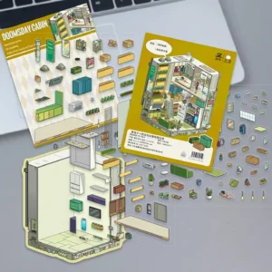 ASMR Stickers’ Doomsday Survival 3D Scene Stickers – Shack looks like a rugged shipping container turned survival base. Inside, you’ll find a bedroom, kitchen, bathroom, gear stash, and canned food—built for living off-grid. The layered PET design gives the scene strong depth and texture. Great for journals, planners, scrapbooks, and DIY crafts. Perfect for fans of prepping, zombie vibes, and gritty end-of-the-world aesthetics.
