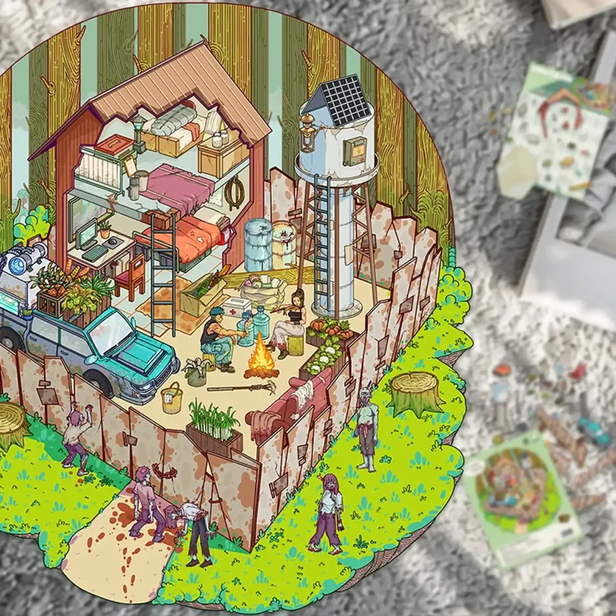 Survive the chaos and fight off the undead with ASMR Stickers’ Doomsday Survival 3D Scene Stickers – Apocalyptic Camp. Inside the fence, gear, a fire pit, and a solar tower keep things going. Outside, zombies roam the wreckage. Crafted with layered PET for bold 3D depth, this sticker set is perfect for planners, scrapbooks, journals, and DIY projects. Whether you're into survival stories or just love gritty sticker scenes, it delivers raw, action-packed vibes that stand out.