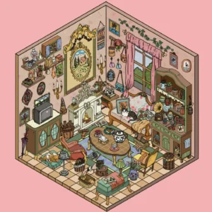 Add cozy charm to your crafts with ASMR Stickers’ Sweet Room Scene Sticker – Bedroom & Living Room. This PET sticker showcases a vintage-style living room with a fireplace, classic furniture, leafy plants, and a laid-back cat. Ideal for planners, journals, and scrapbooks, it sparks warmth, nostalgia, and creative storytelling. Perfect for decor lovers and cat fans alike—your pages just got homier!