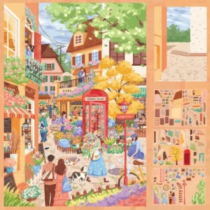 Wander through golden streets with ASMR Stickers’ Floral Whispers of the Town | Miniature Scene Sticker Set. This layered PET collection captures a vibrant autumn village—cobblestone paths, cozy cafés, flower stands, and cheerful townsfolk. Each sticker brims with seasonal charm and architectural detail, perfect for planners, journals, scrapbooks, and DIY crafts. Ideal for fans of scenic storytelling, warm colors, and whimsical design—bring a touch of fall magic to your creative world.