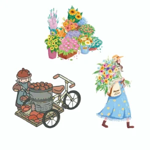 Wander through golden streets with ASMR Stickers’ Floral Whispers of the Town | Miniature Scene Sticker Set. This layered PET collection captures a vibrant autumn village—cobblestone paths, cozy cafés, flower stands, and cheerful townsfolk. Each sticker brims with seasonal charm and architectural detail, perfect for planners, journals, scrapbooks, and DIY crafts. Ideal for fans of scenic storytelling, warm colors, and whimsical design—bring a touch of fall magic to your creative world.